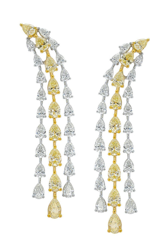 Diamond Triple Row Earrings-WHITE GOLD-JEWELRYFINE JEWELEARRING-ARZANO