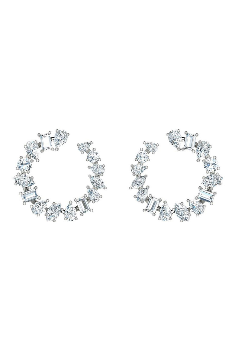 Mixed Diamonds Shape Circle Earrings
