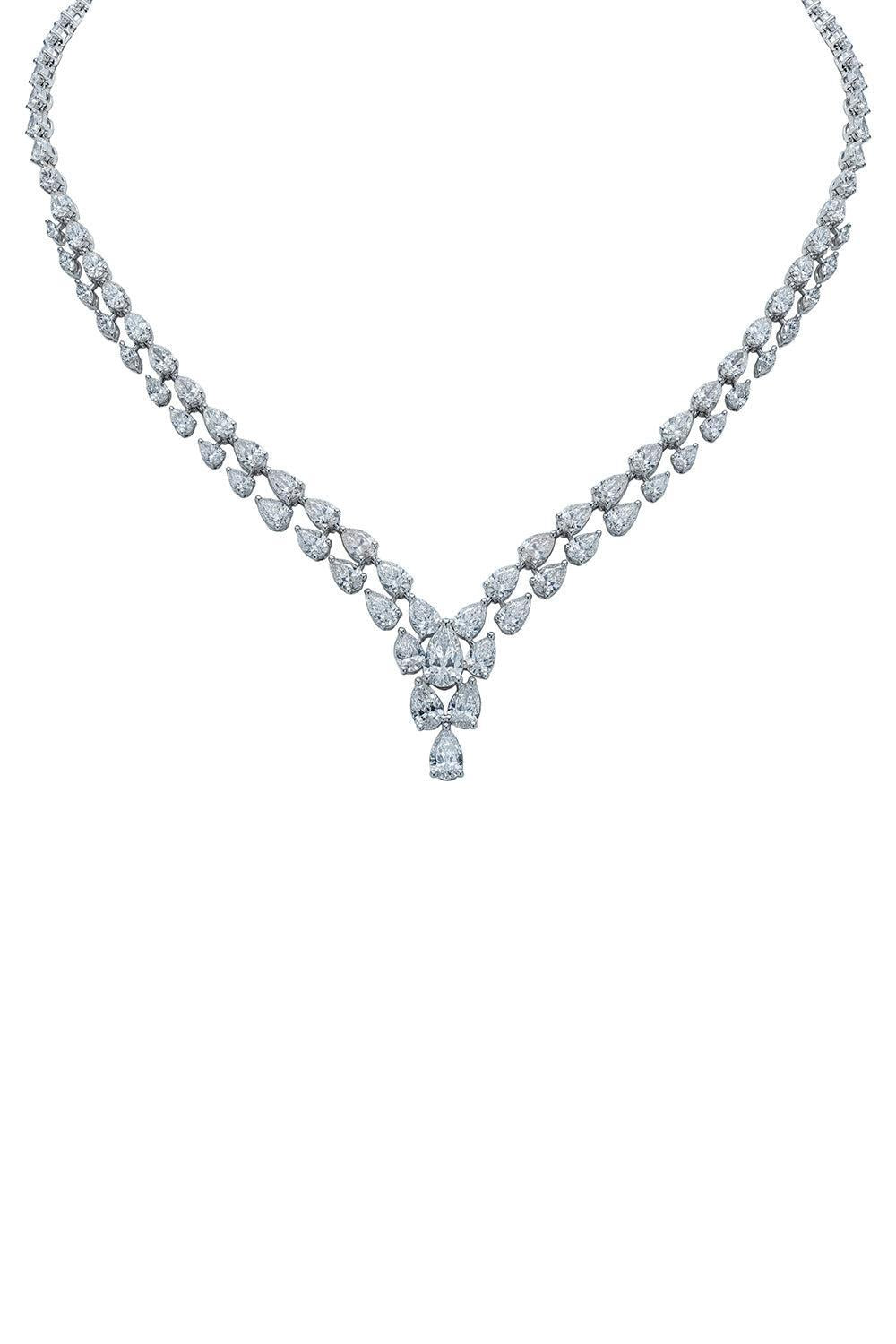 Diamond Pear Necklace-WHITE GOLD-JEWELRYFINE JEWELNECKLACE O-ARZANO