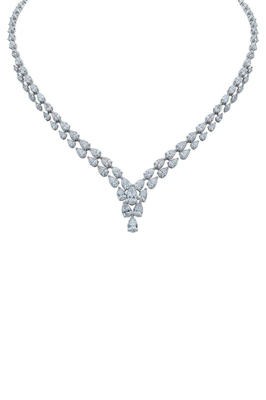 Diamond Pear Necklace-WHITE GOLD-JEWELRYFINE JEWELNECKLACE O-ARZANO