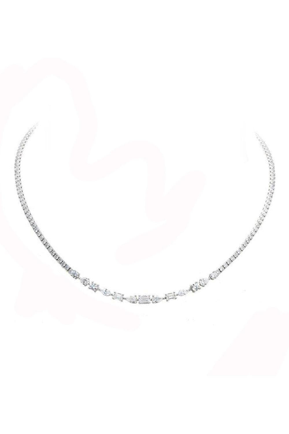Mixed Shape Diamond Tennis Neckalce-WHITE GOLD-JEWELRYFINE JEWELNECKLACE O-ARZANO