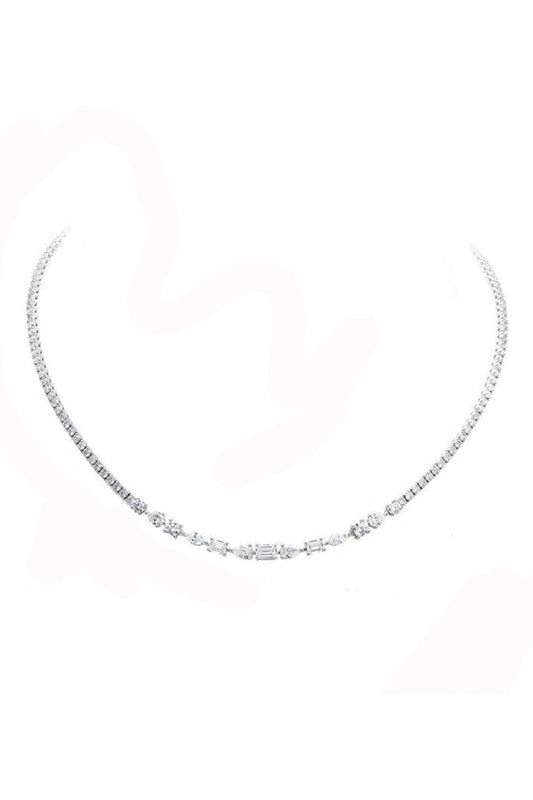 Mixed Shape Diamond Tennis Neckalce-WHITE GOLD-JEWELRYFINE JEWELNECKLACE O-ARZANO
