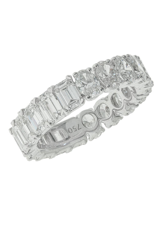 Mixed Diamond Half And Half Ring-WHITE GOLD-6.75-JEWELRYFINE JEWELRING-ARZANO