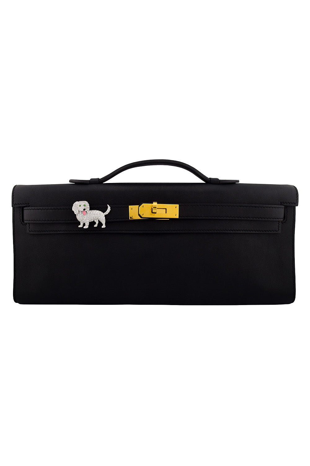  Diamond Dachshund Dog Bag Charm-WHITE GOLD-JEWELRYFINE JEWELMISC-ASHNA MEHTA 
