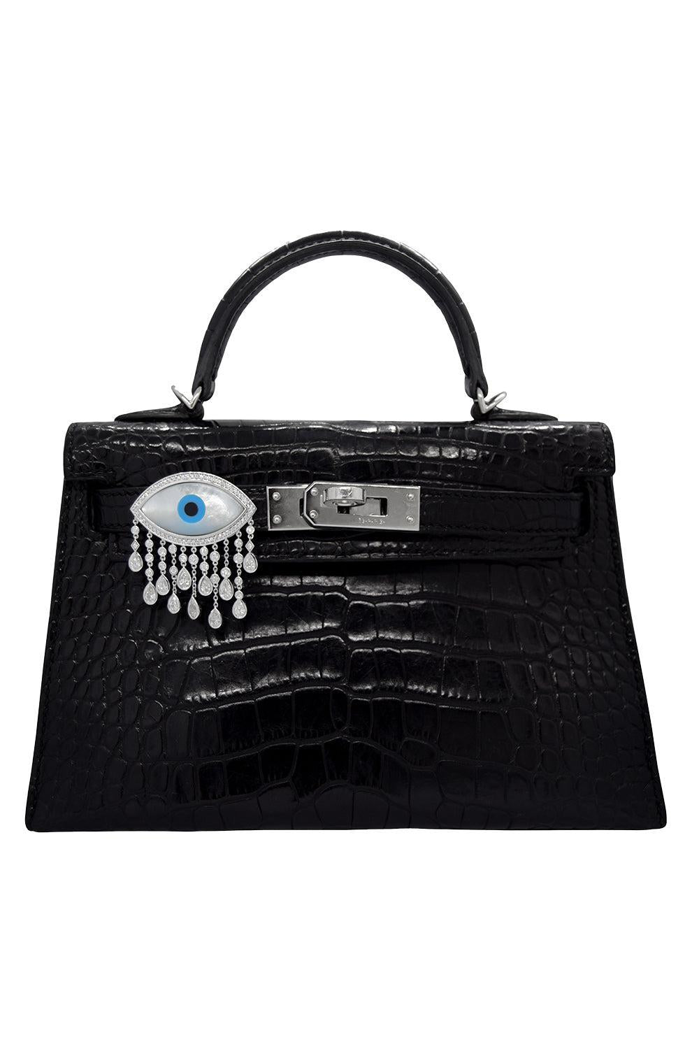 Diamond Evil Eye Waterfall Bag Charm-WHITE GOLD-JEWELRYFINE JEWELMISC-ASHNA MEHTA