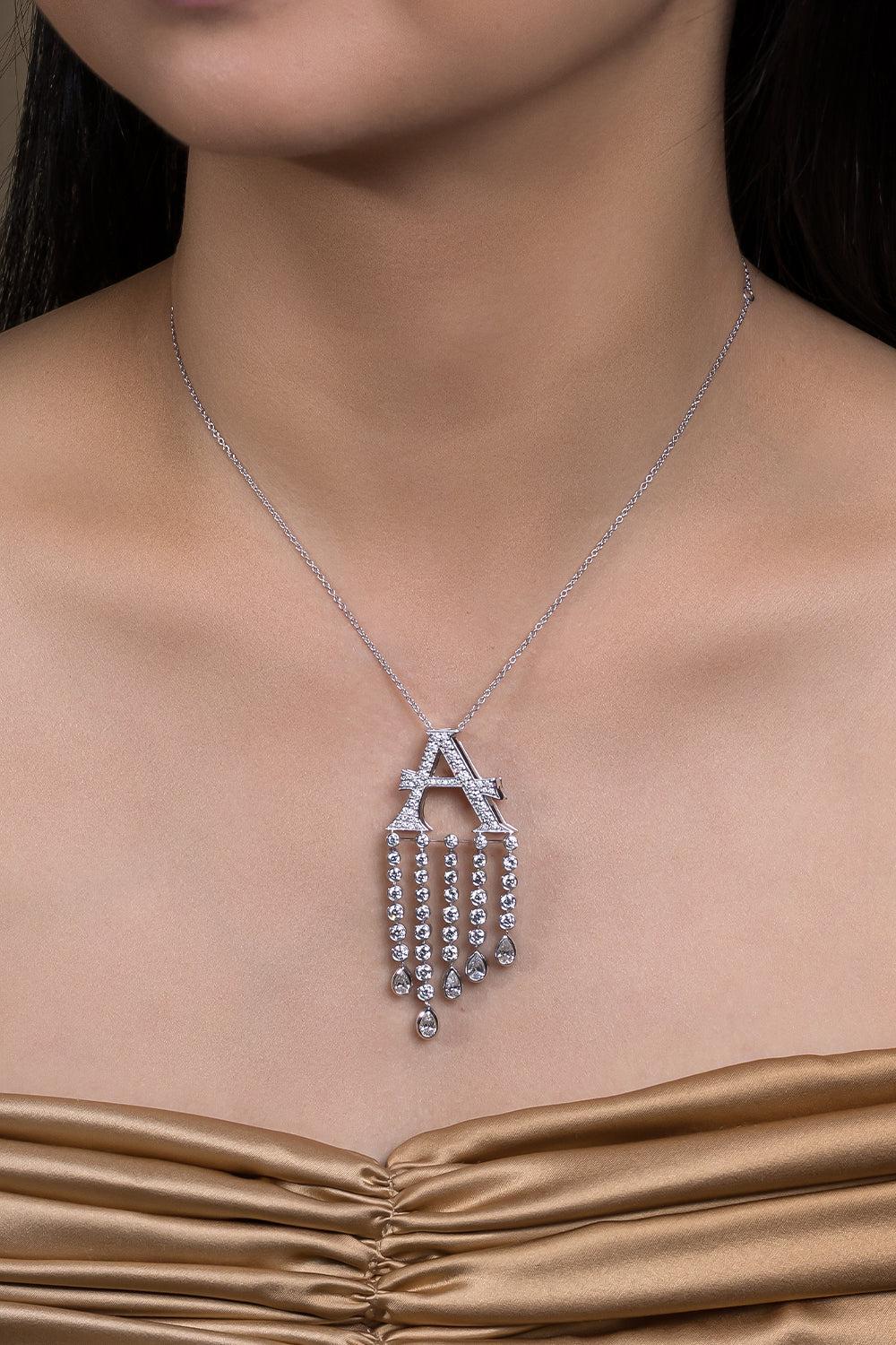 Diamond Waterfall Initial Bag Charm - A-WHITE GOLD-JEWELRYFINE JEWELMISC-ASHNA MEHTA