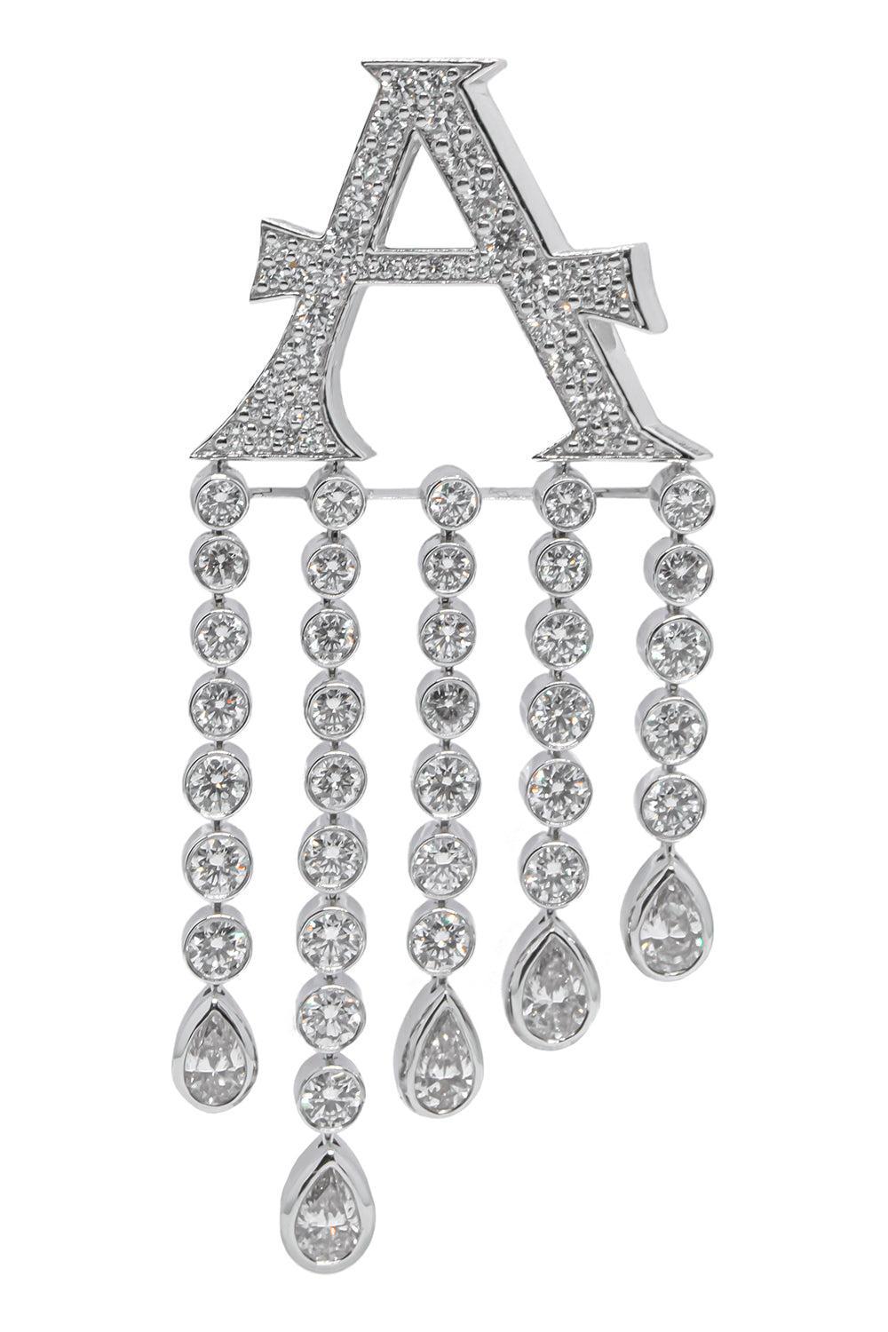 Diamond Waterfall Initial Bag Charm - A-WHITE GOLD-JEWELRYFINE JEWELMISC-ASHNA MEHTA