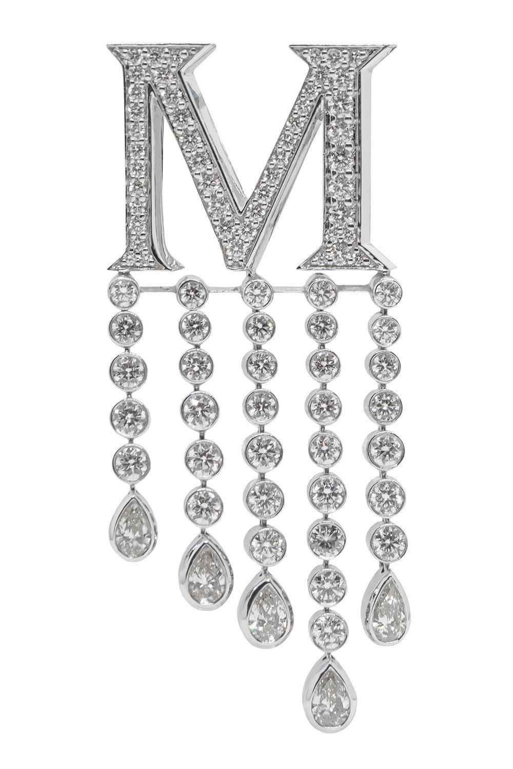 Diamond Waterfall Initial Bag Charm - M-WHITE GOLD-JEWELRYFINE JEWELMISC-ASHNA MEHTA