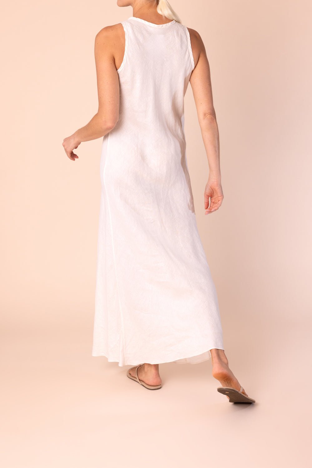 ASPESI-Sleeveless Vneck Dress - Naturale-