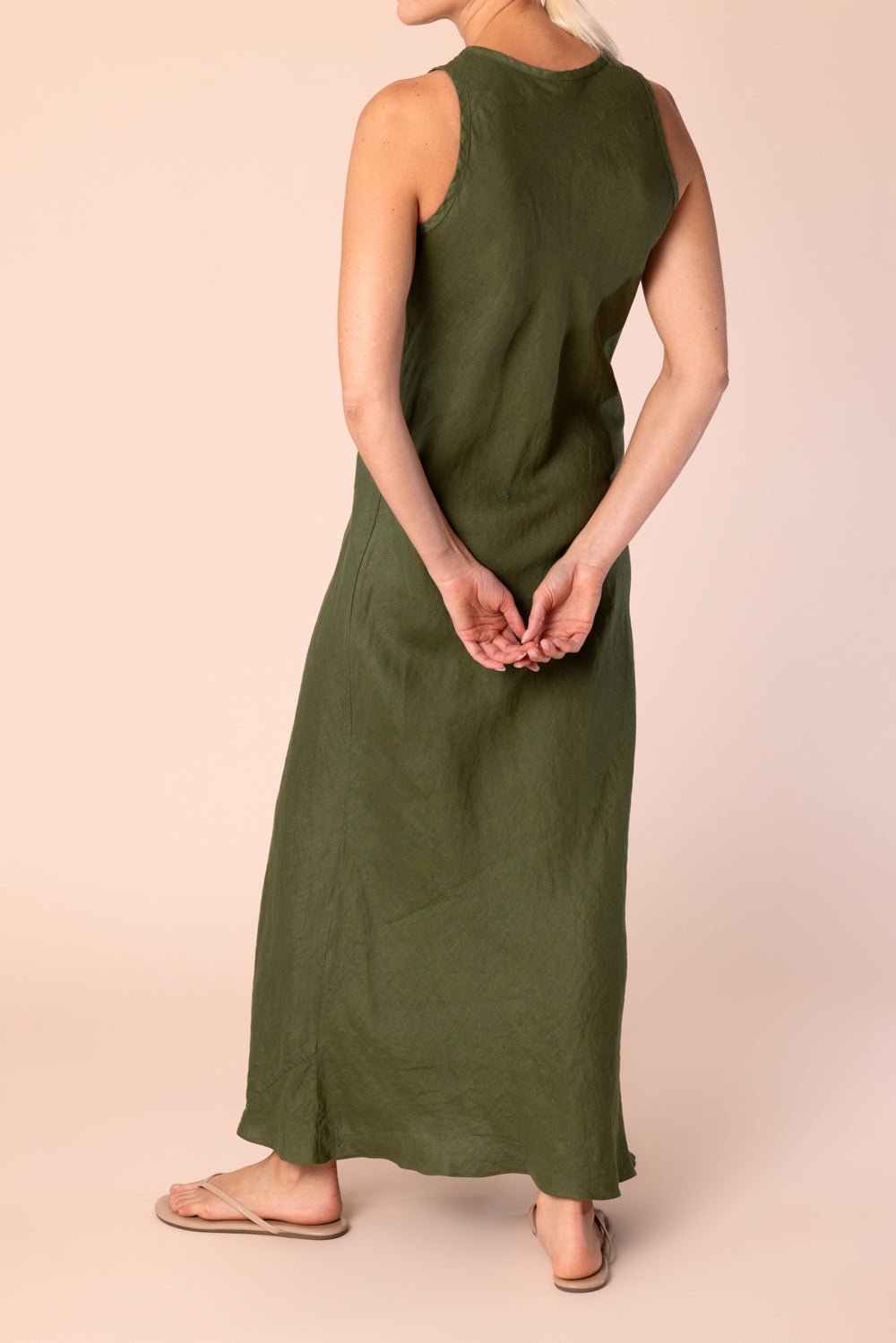 ASPESI-Sleeveless Vneck Dress - Verde-