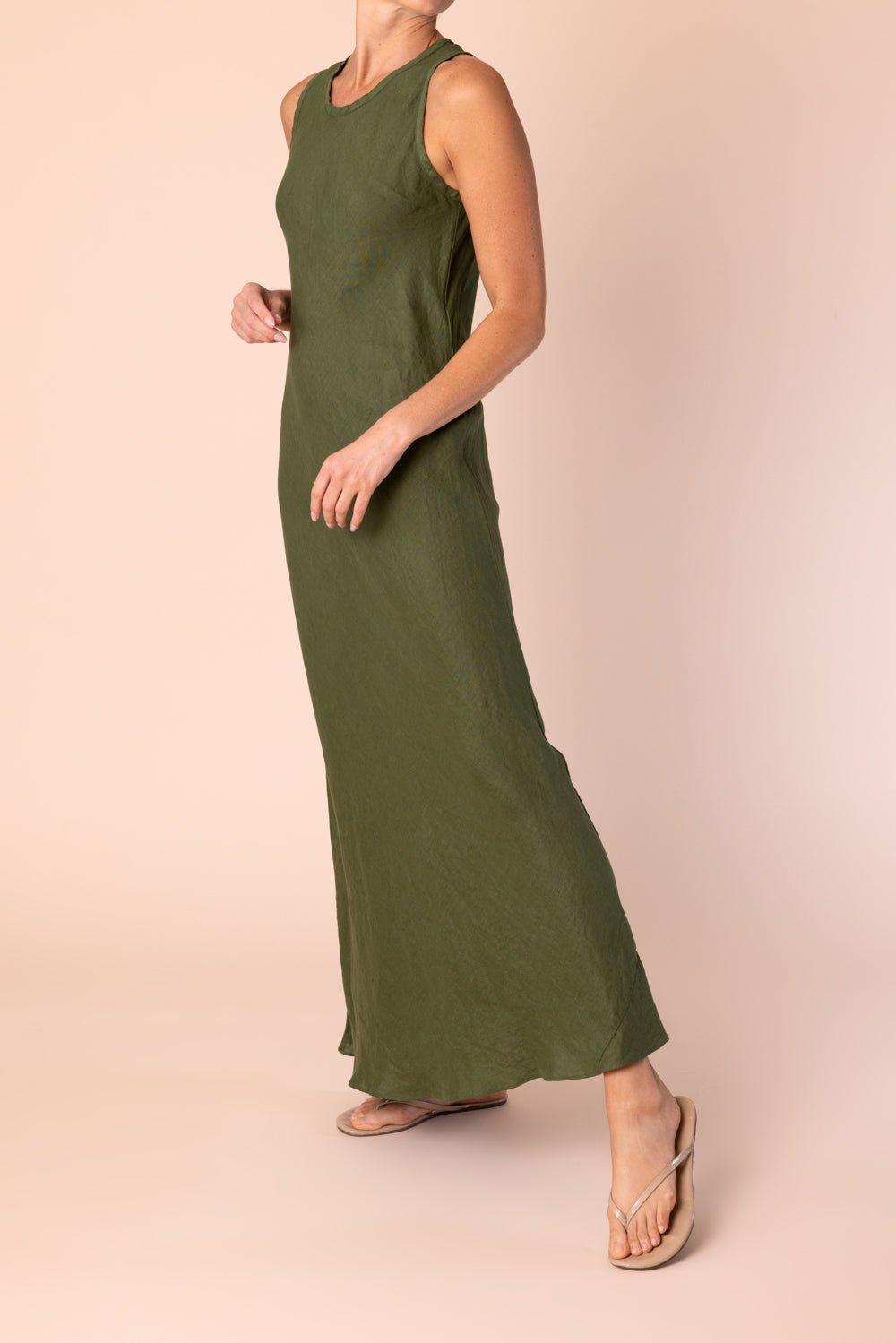 ASPESI-Sleeveless Vneck Dress - Verde-