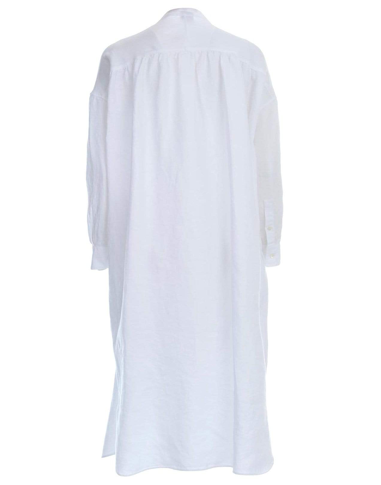 ASPESI-White Slub Linen Gabardine Shirt Dress-
