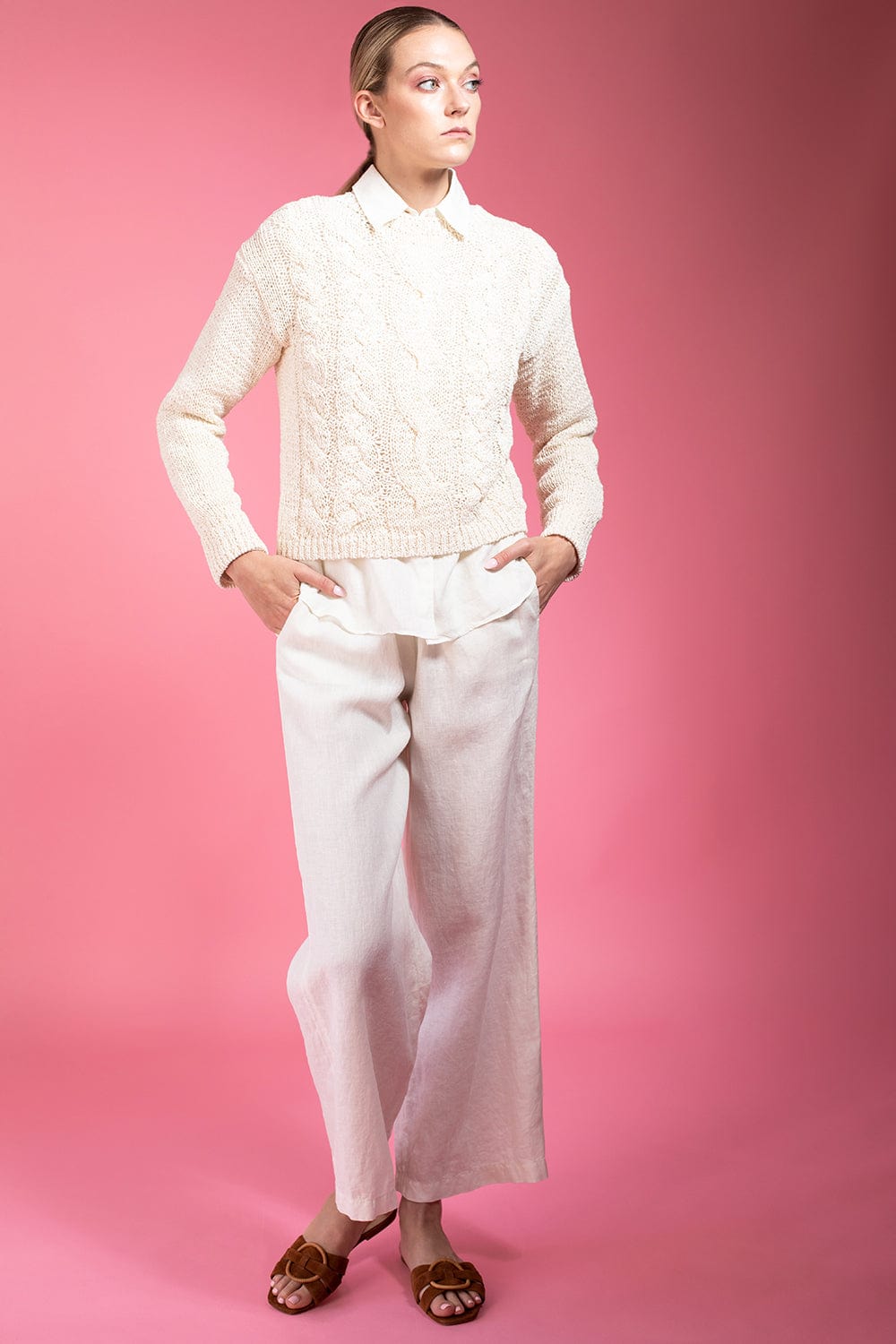 ASPESI-Linen Pants - Cream-