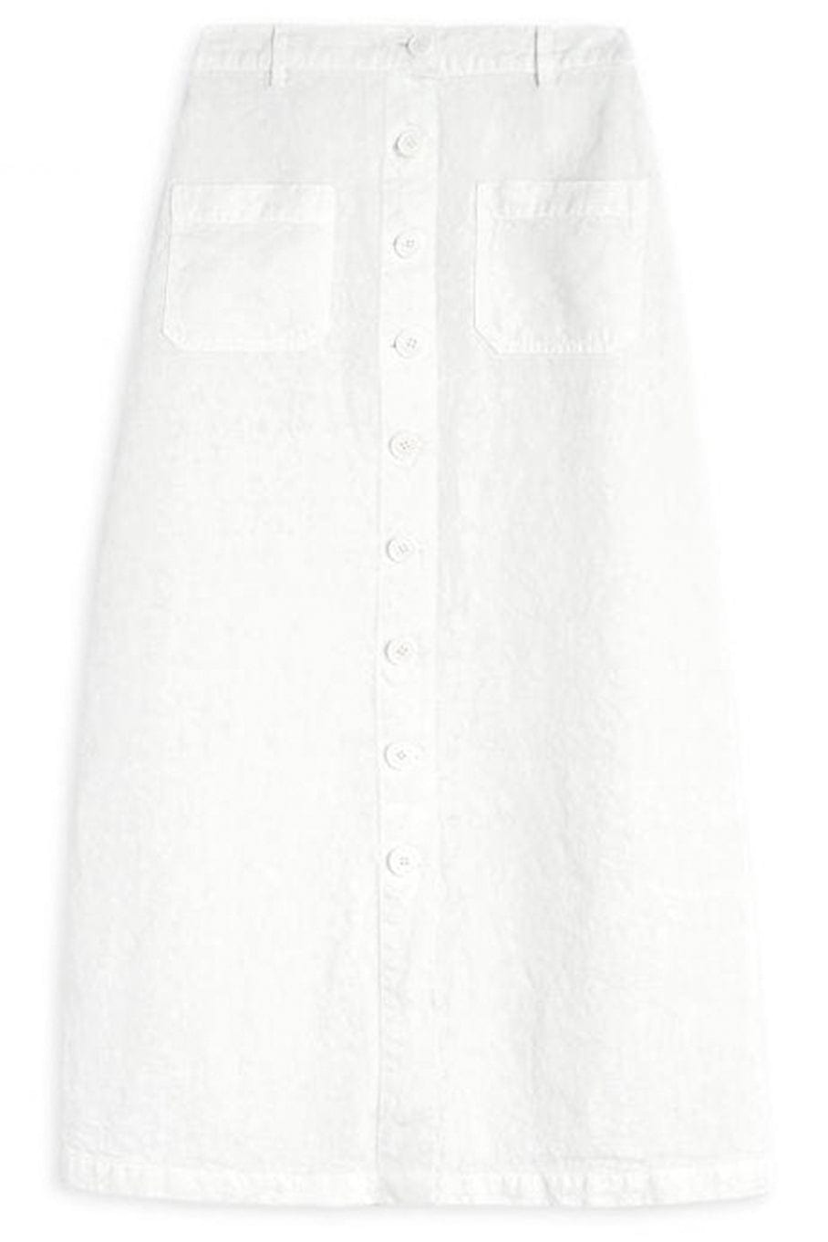 ASPESI-Long Linen Skirt - Cream-