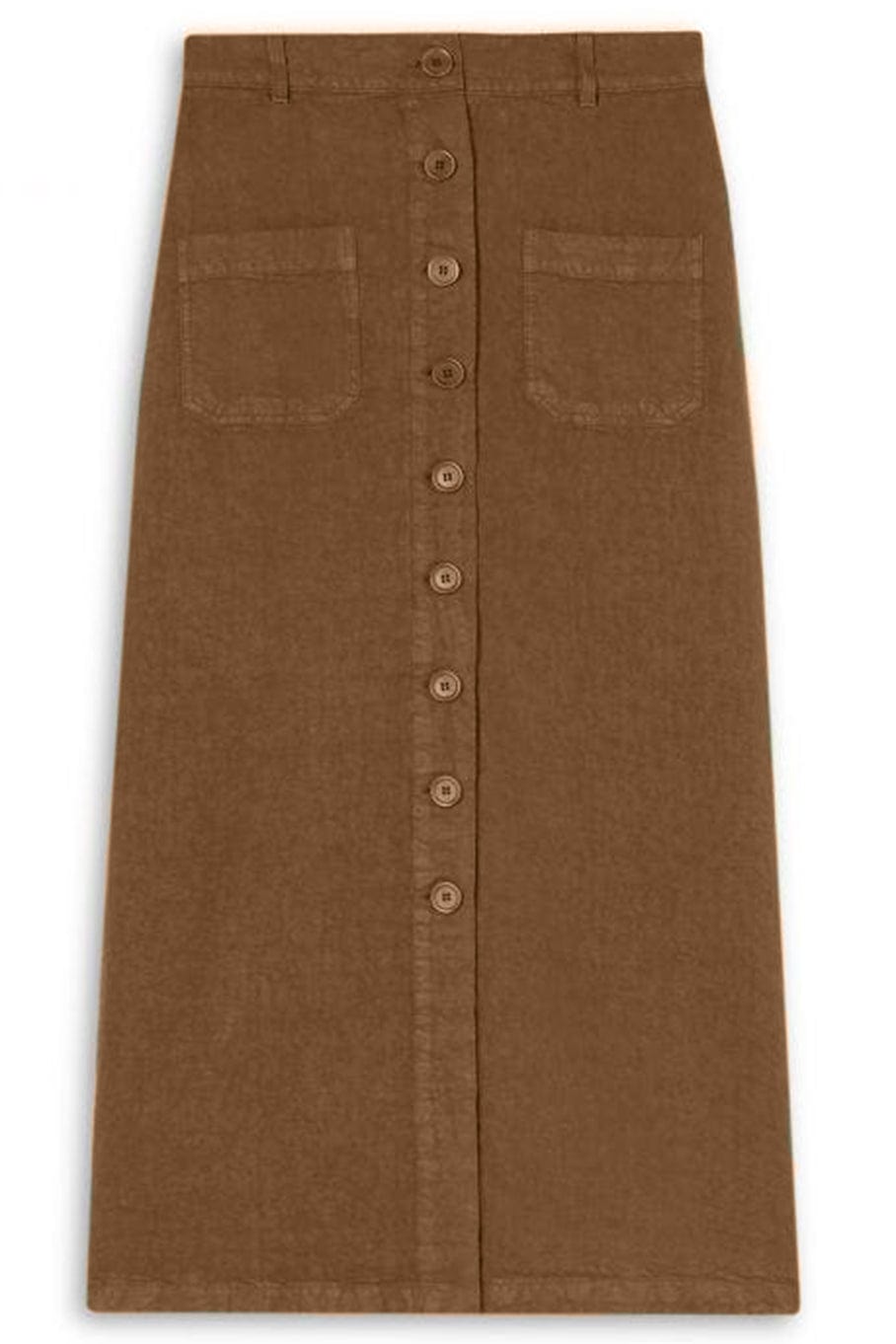 ASPESI-Long Linen Skirt - Earth-