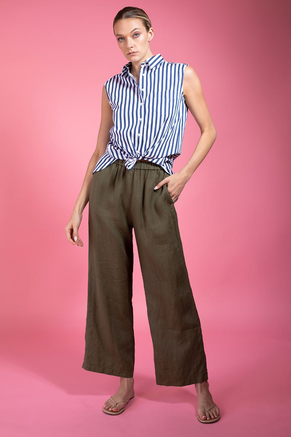 ASPESI-Sleeveless Blouse With Stripes-