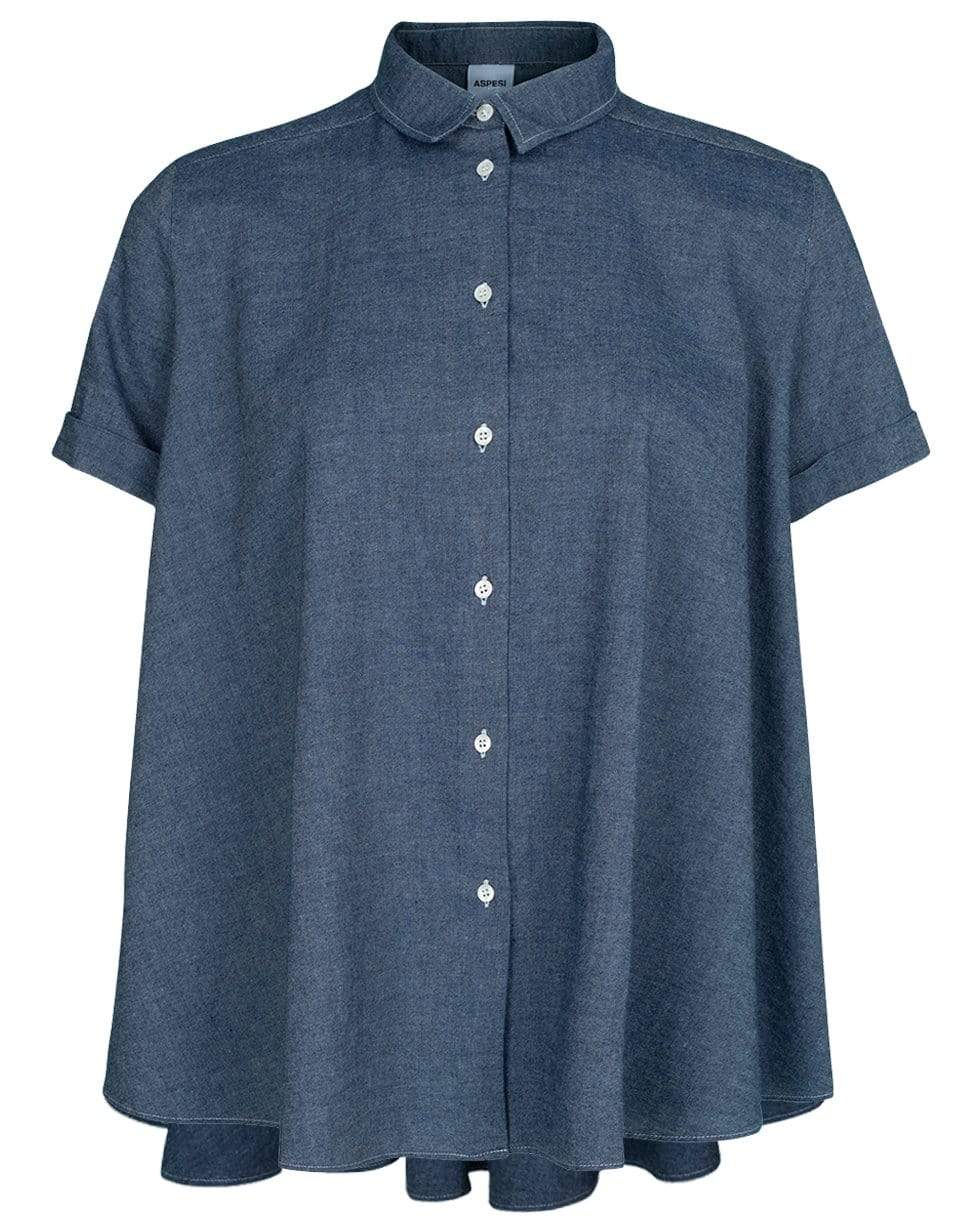 ASPESI-Chambray A-Line Button Up Top-