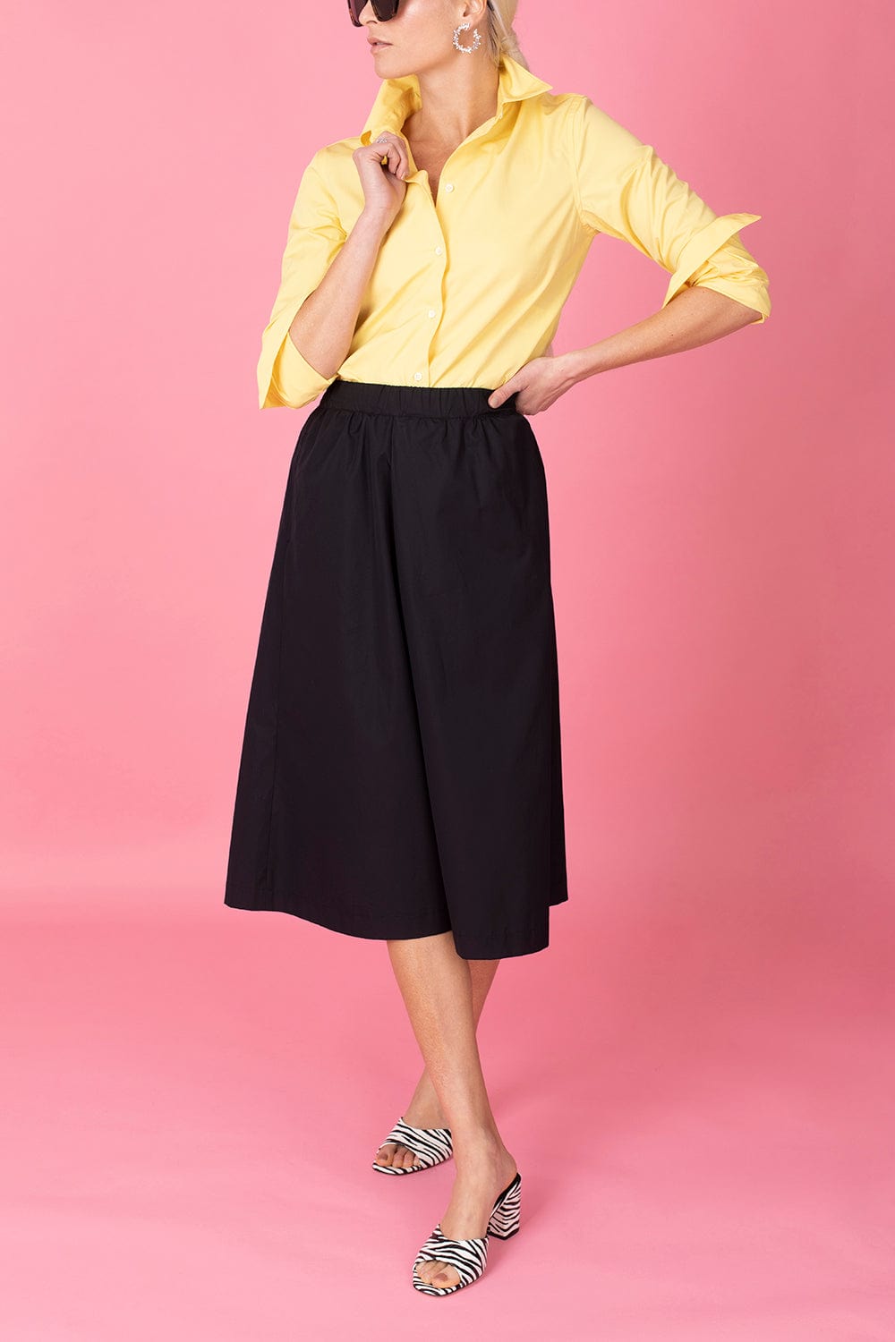 ASPESI-Long Sleeve Cotton Blouse - Yellow-