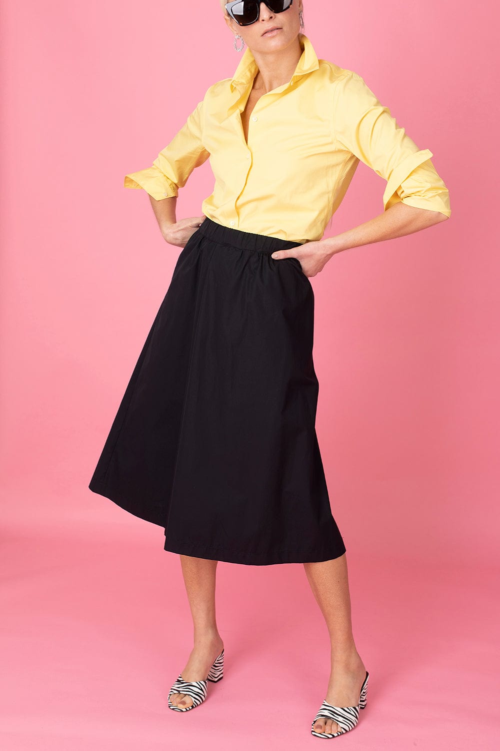 ASPESI-Long Sleeve Cotton Blouse - Yellow-