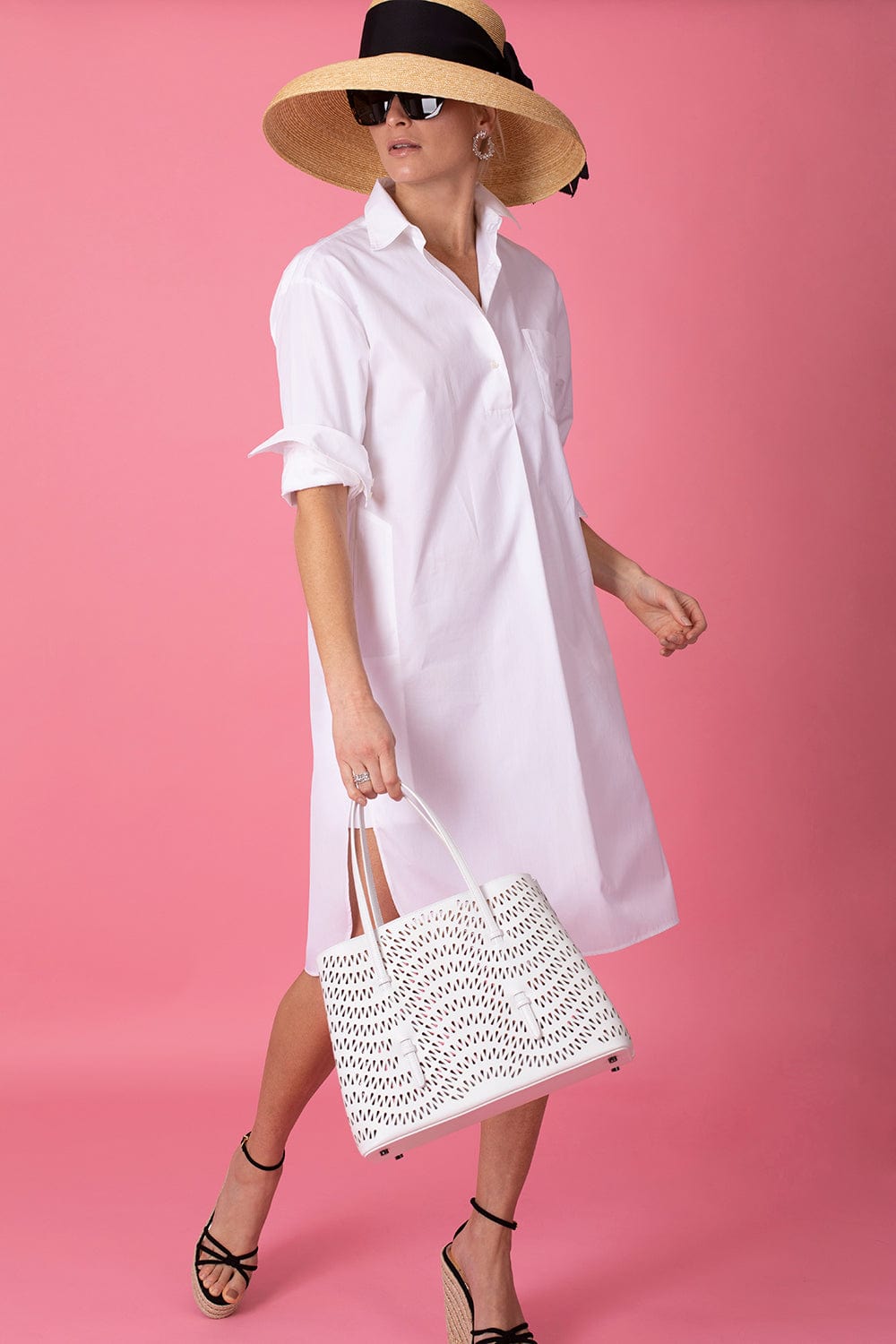 ASPESI-Long Sleeve Cotton Tunic -White-