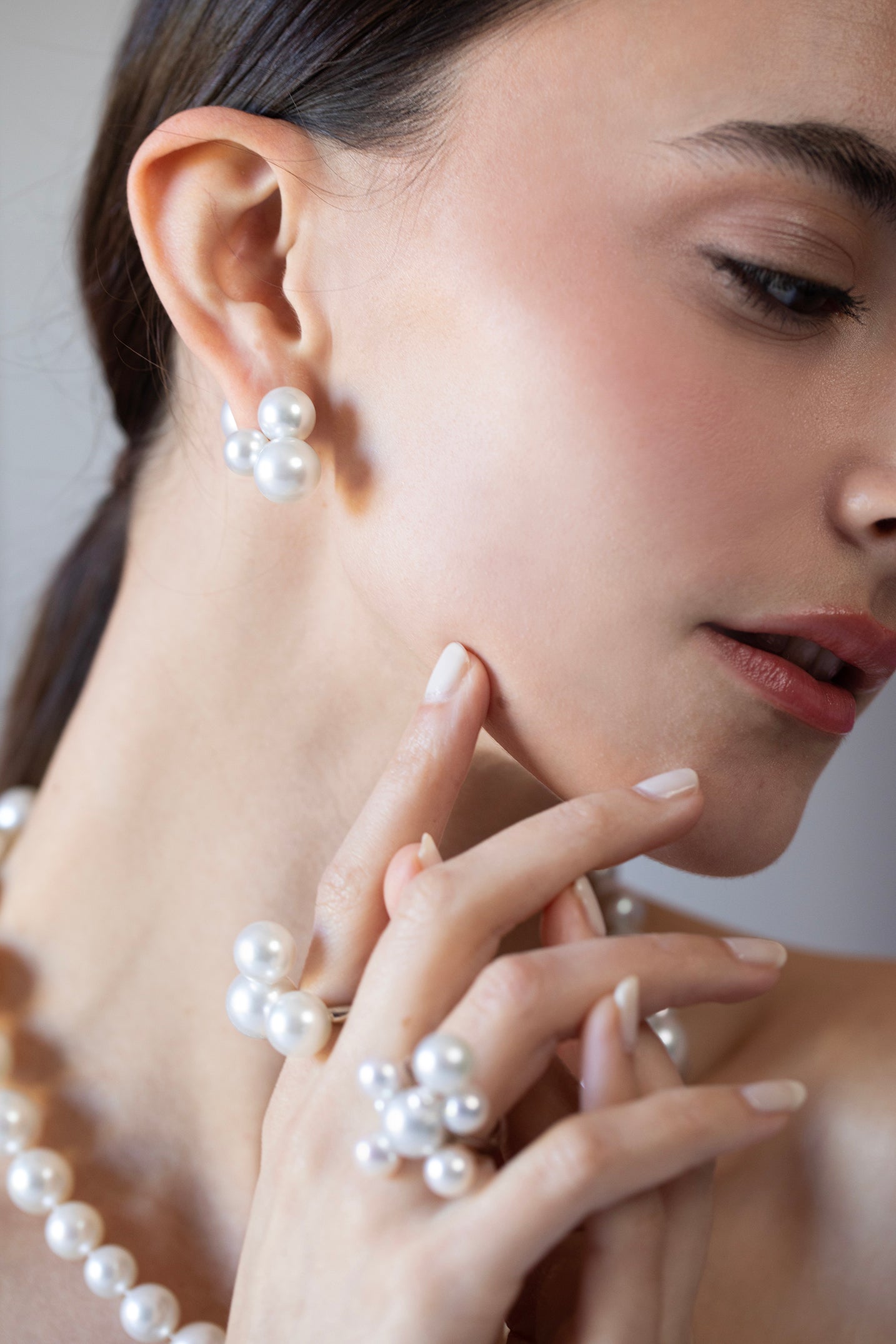 ASSAEL-2 Piece Bubble South Sea Akoya Pearl Earrings-WHITE GOLD