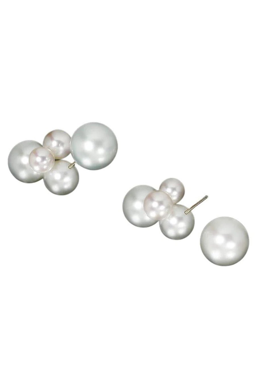 ASSAEL-2 Piece Bubble South Sea Akoya Pearl Earrings-WHITE GOLD