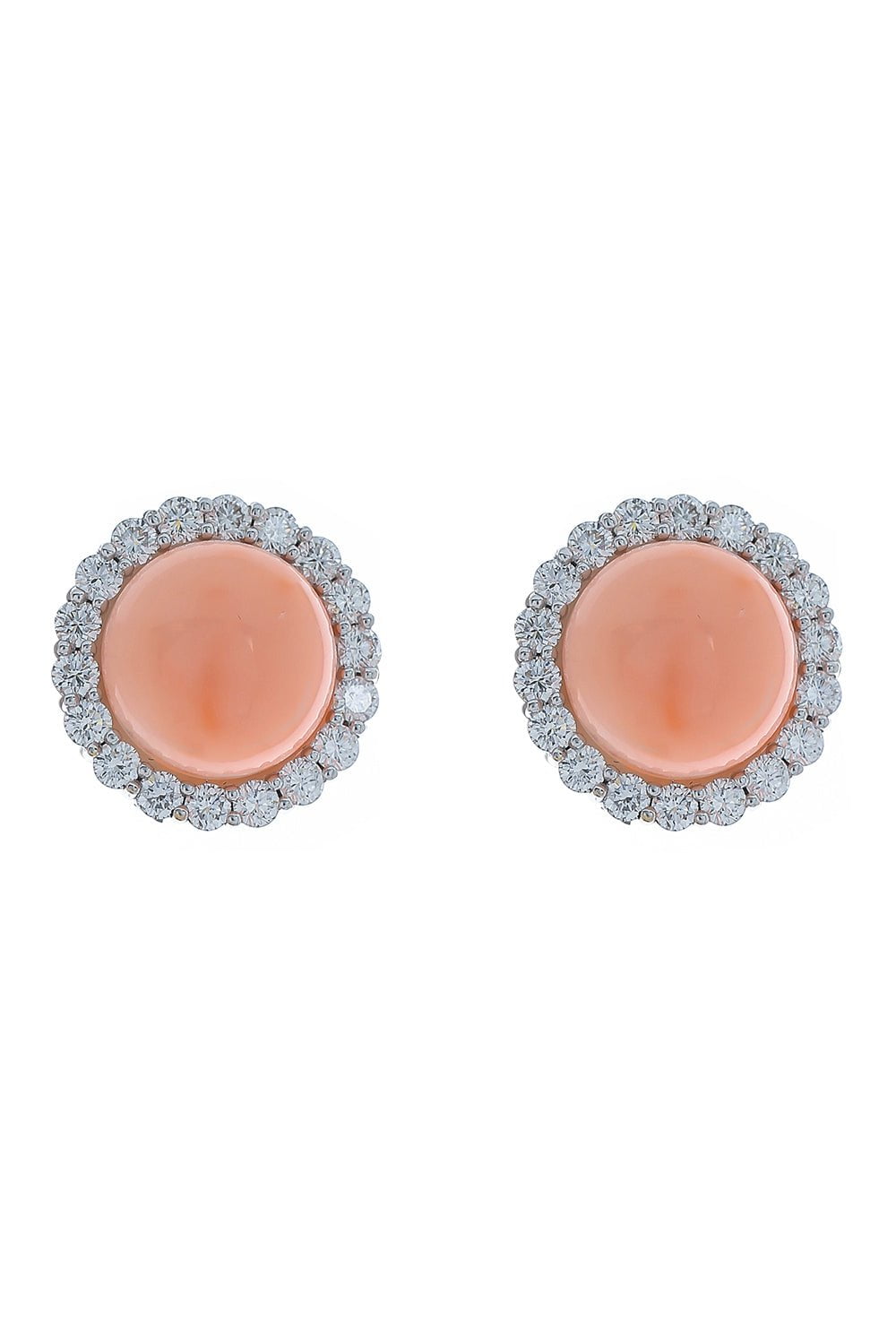ASSAEL-Angel Skin Coral Diamond Earrings-WHITE GOLD