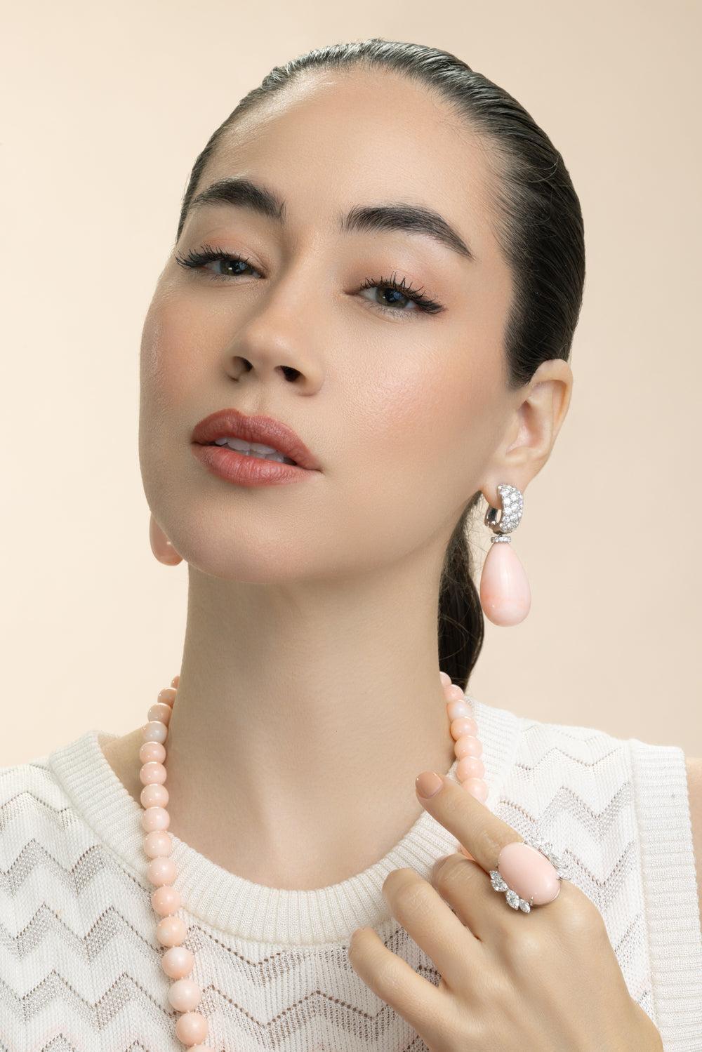 Diamond Angel Skin Coral Earrings-WHITE GOLD-JEWELRYFINE JEWELEARRING-ASSAEL