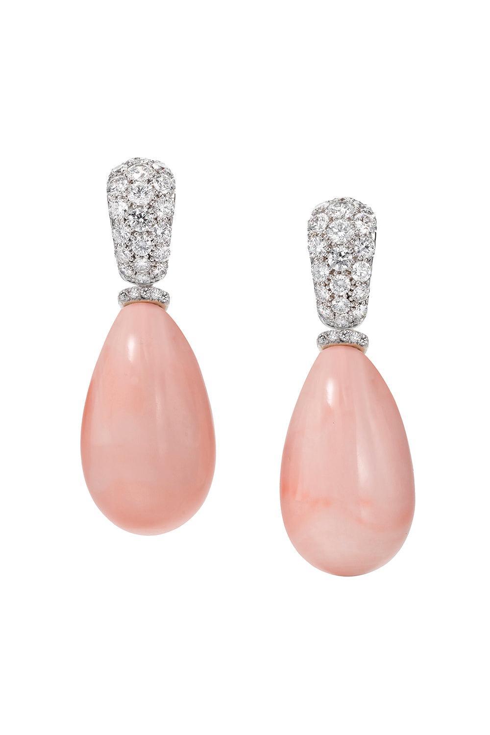 Diamond Angel Skin Coral Earrings-WHITE GOLD-JEWELRYFINE JEWELEARRING-ASSAEL
