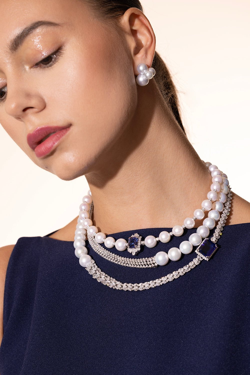 ASSAEL-Small Bubble South Sea Pearl Earrings-WHITE GOLD