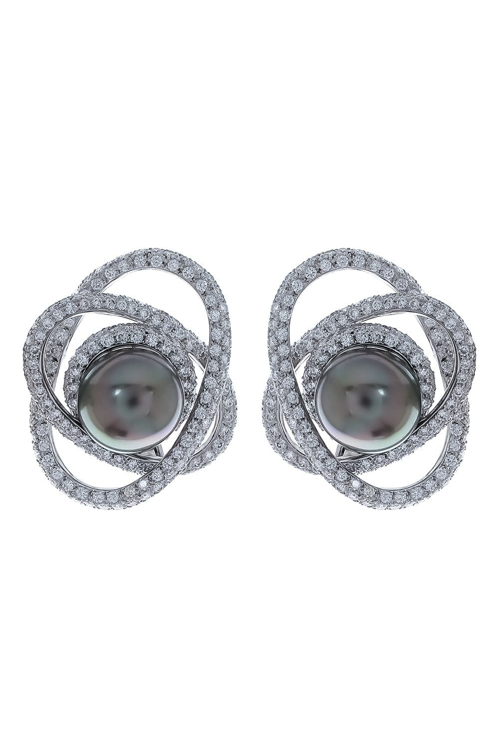 ASSAEL-Tahitian Pearl Diamond Earrings-WHITE GOLD