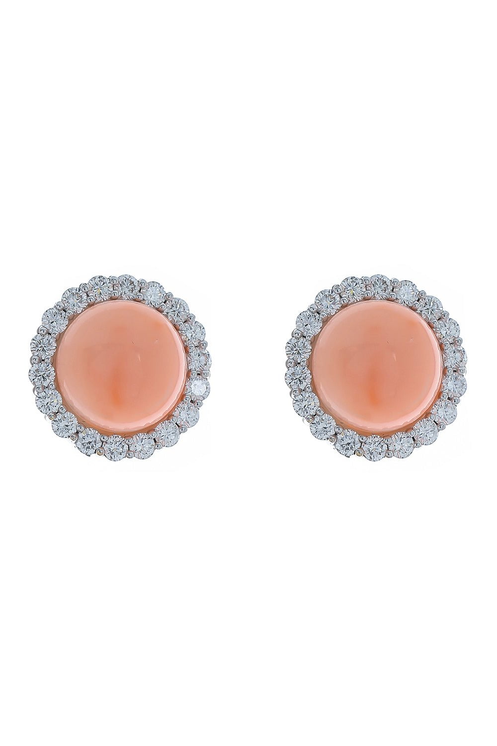 ASSAEL-Angel Skin Coral Diamond Earrings-WHITE GOLD