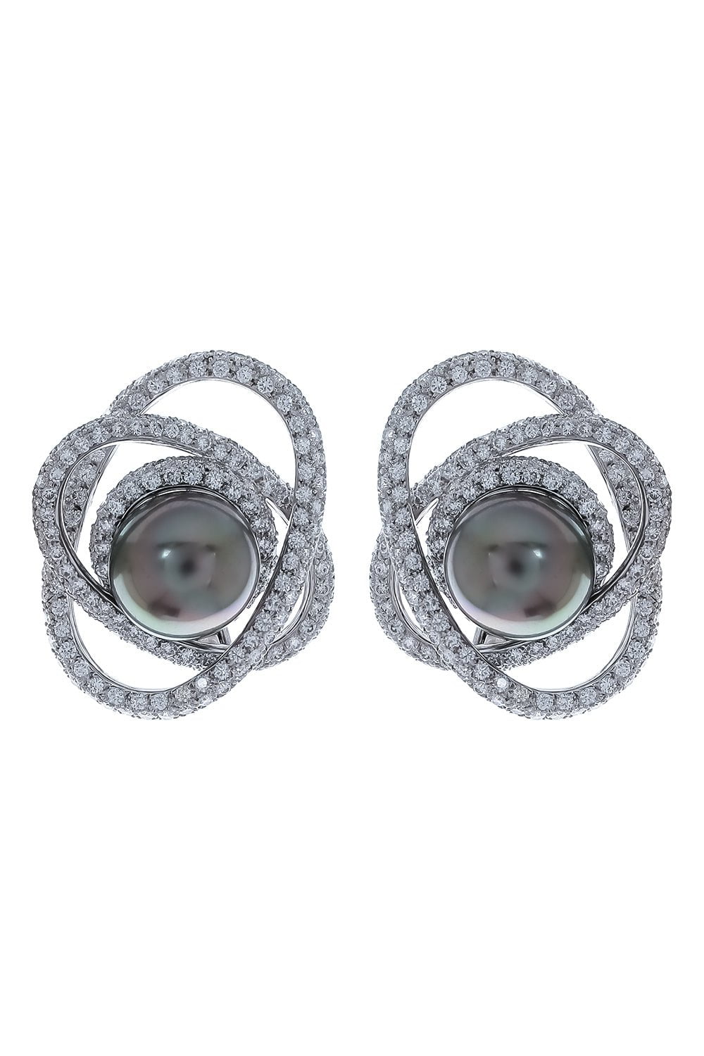 ASSAEL-Tahitian Pearl Diamond Earrings-WHITE GOLD