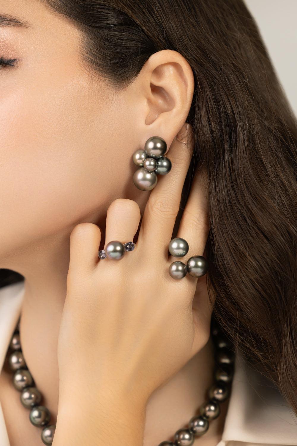 Large Bubble Tahitian Pearl Earrings-YELLOW GOLD-L-JEWELRYFINE JEWELEARRING-Vendor