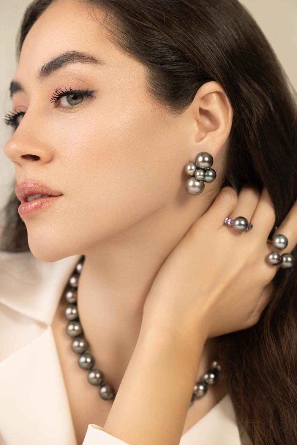Large Bubble Tahitian Pearl Earrings-YELLOW GOLD-L-JEWELRYFINE JEWELEARRING-Vendor