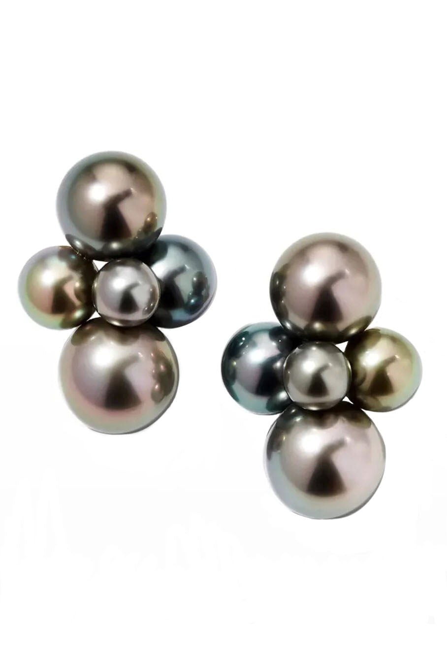 ASSAEL-Large Bubble Tahitian Pearl Earrings-YELLOW GOLD
