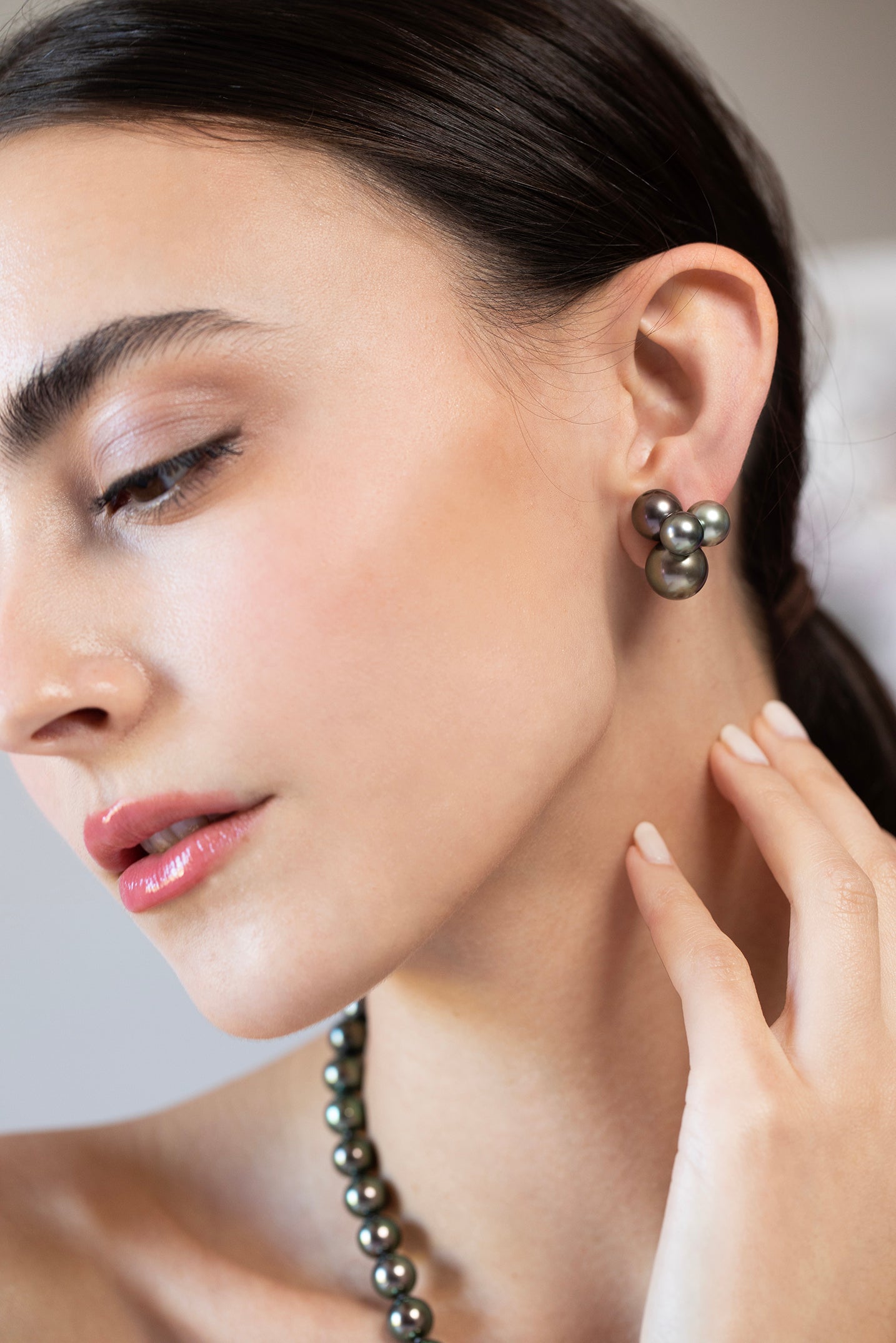 ASSAEL-Small Bubble Tahitian Pearl Earrings-YELLOW GOLD