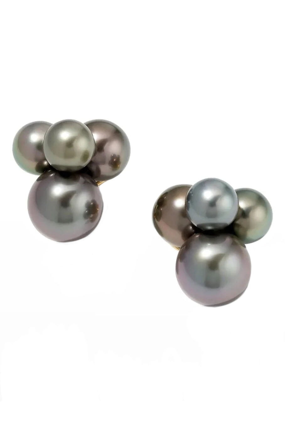 ASSAEL-Small Bubble Tahitian Pearl Earrings-YELLOW GOLD