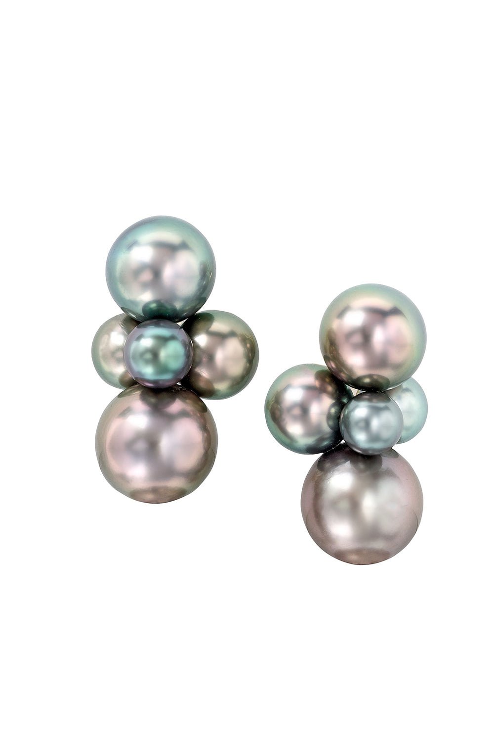 ASSAEL-Large Bubble Tahitan Pearl Earrings-YELLOW GOLD