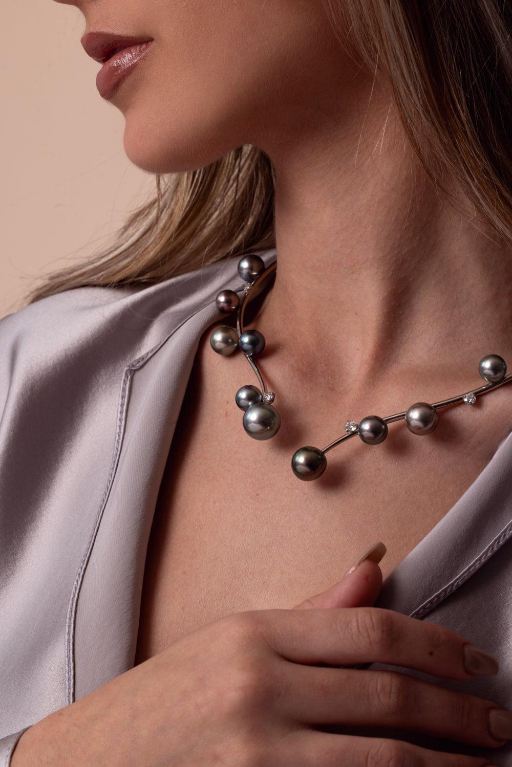 ASSAEL-Floating Open Bubble Necklace-PLATINUM