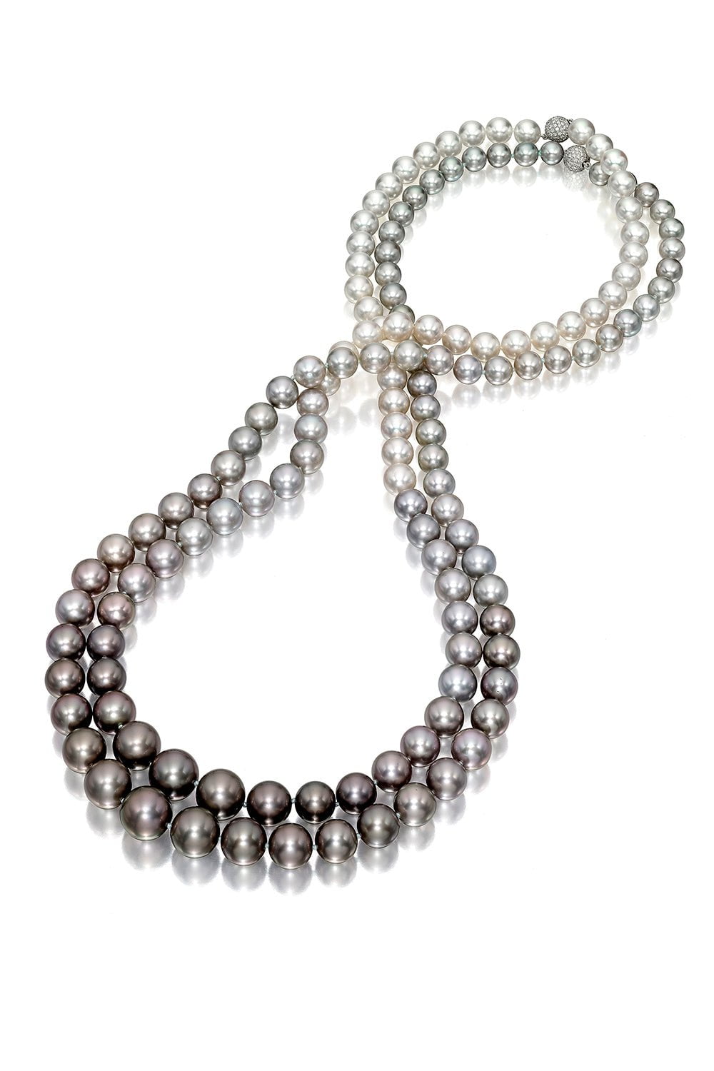 ASSAEL-Ombre Pearl Necklace-WHITE GOLD