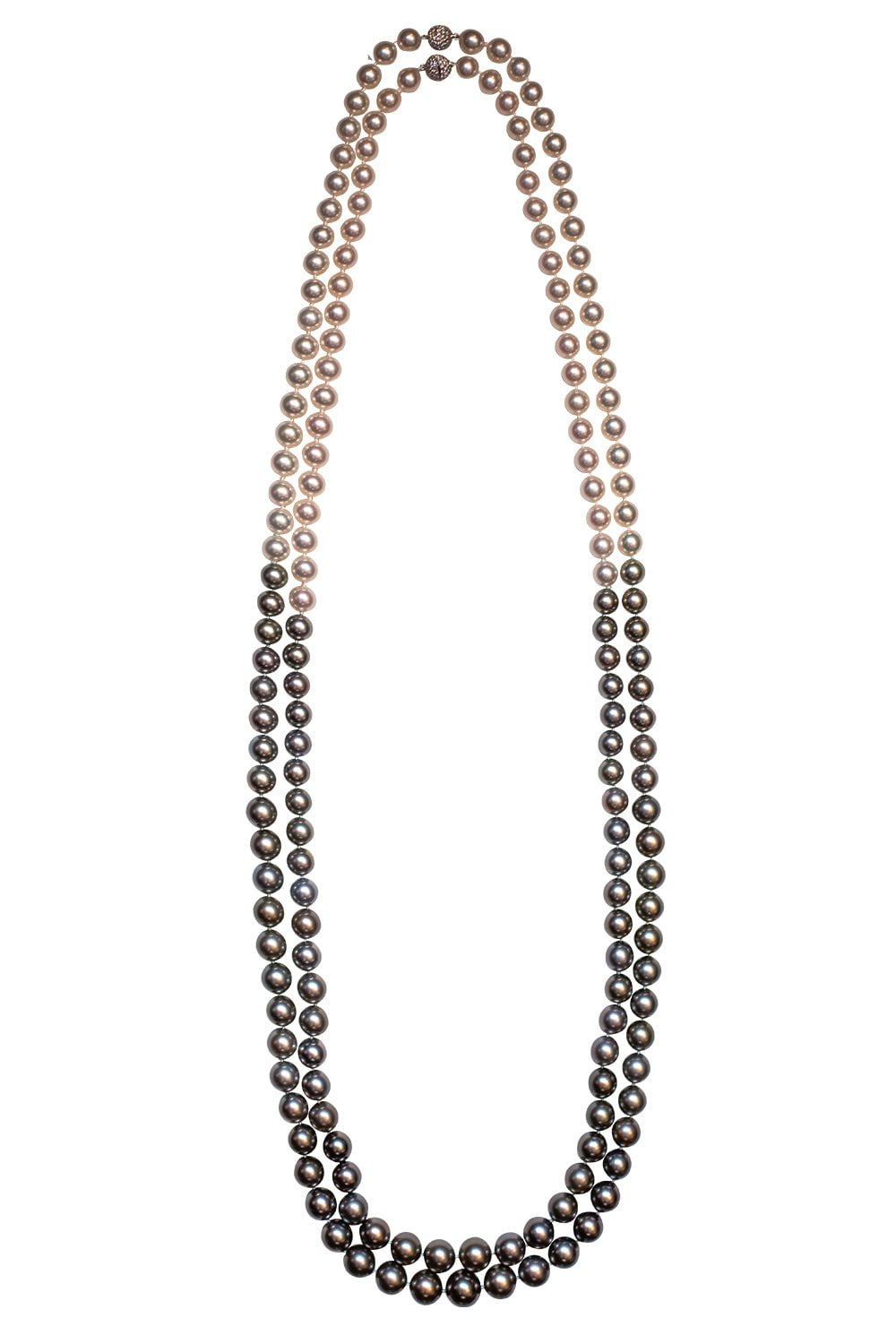 ASSAEL-Ombre Pearl Necklace-WHITE GOLD