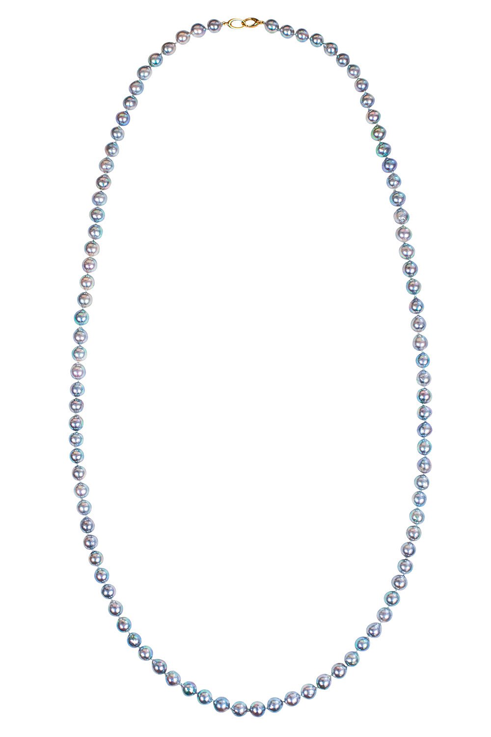 ASSAEL-Blue Akoya Pearl Necklace-YELLOW GOLD