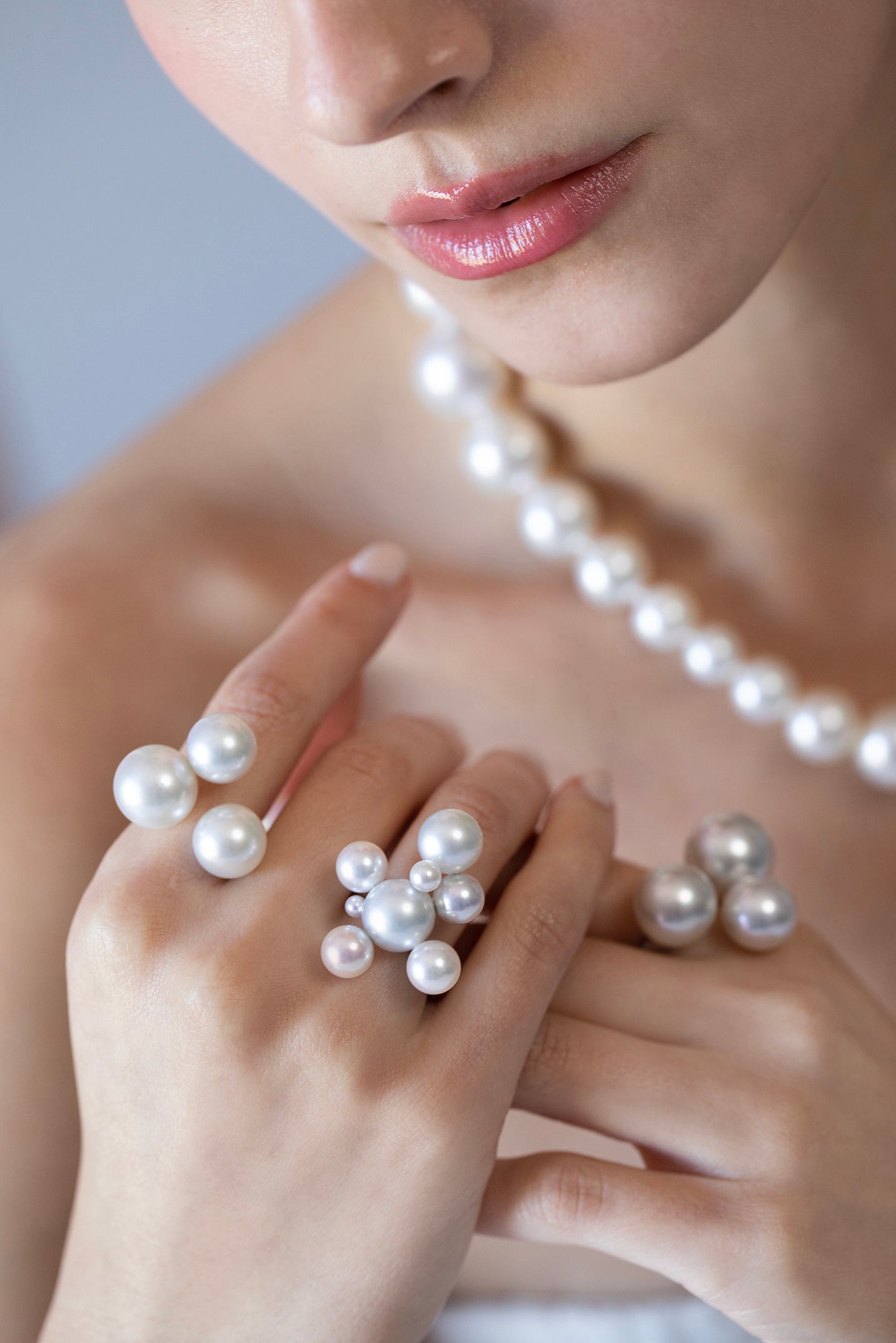 ASSAEL-Threel Bubble South Sea Pearl Ring-WHITE GOLD