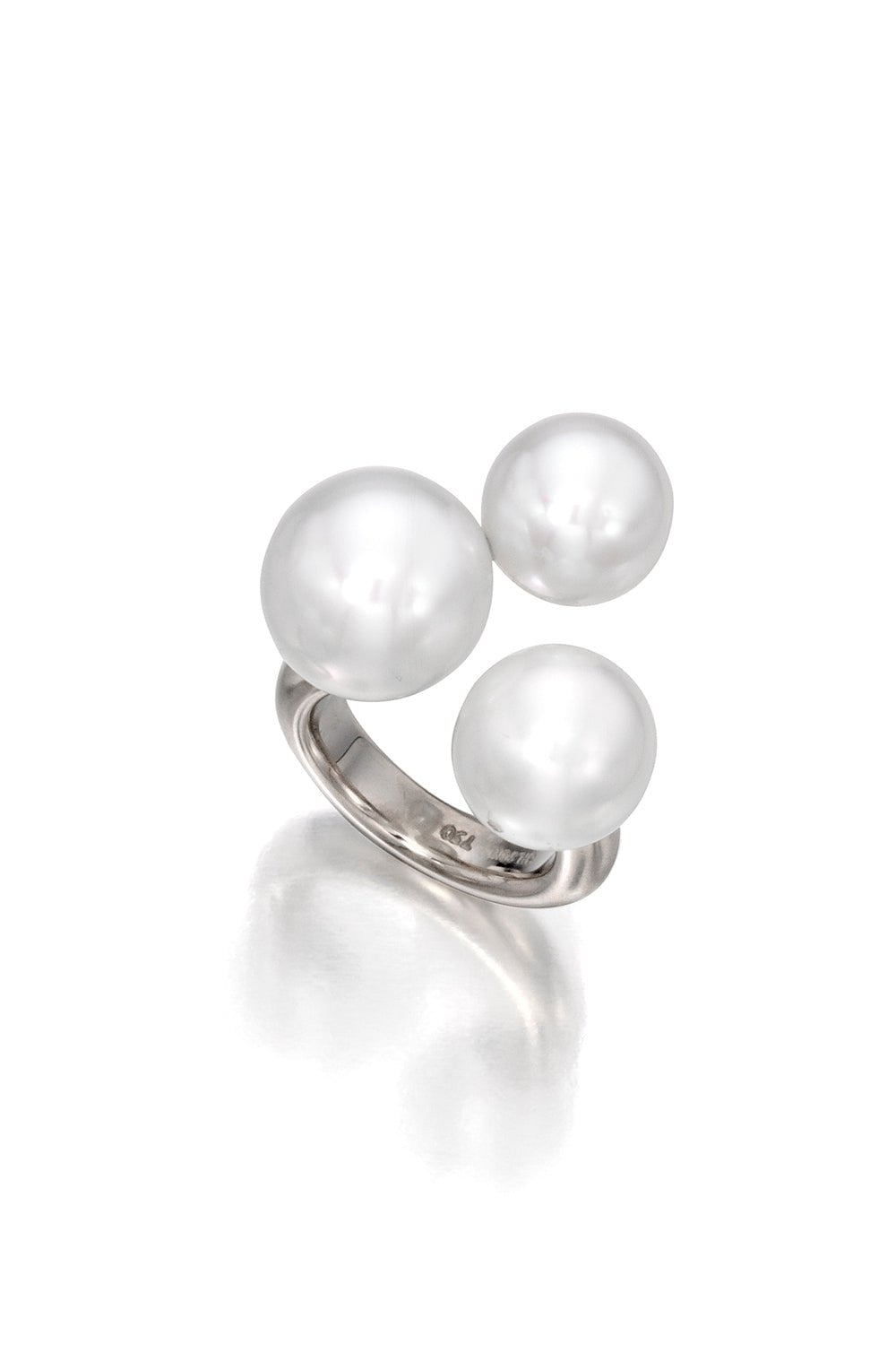 ASSAEL-Three Bubble Pearl Ring-WHITE GOLD