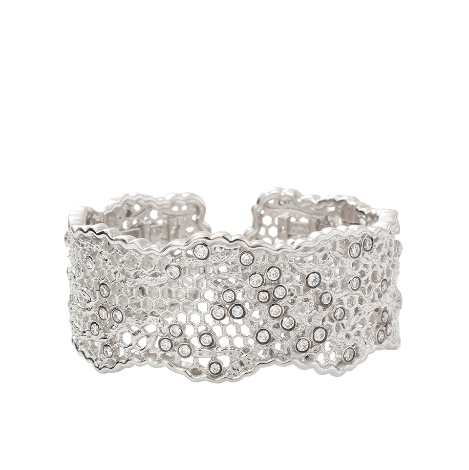 AURELIE BIDERMANN-Dentelle Diamond Lace Cuff-WHITE GOLD