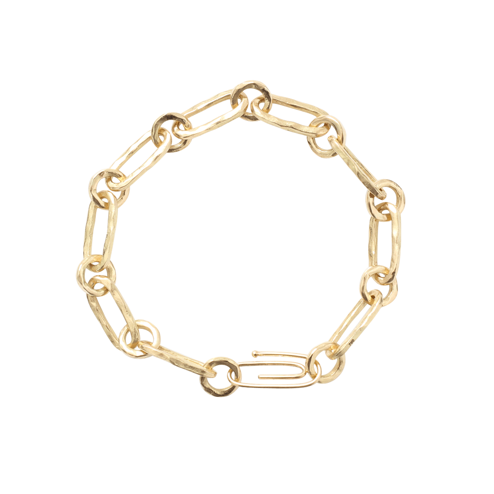 AURELIE BIDERMANN-Hammered Chain Bracelet-YELLOW GOLD