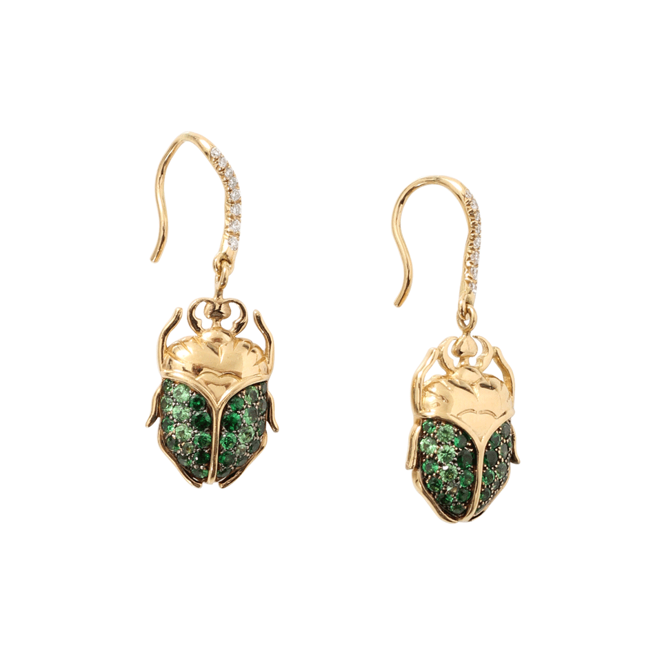 AURELIE BIDERMANN-Tsavorite Beetle Earrings-YELLOW GOLD