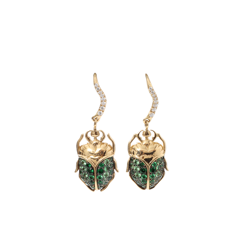 AURELIE BIDERMANN-Tsavorite Beetle Earrings-YELLOW GOLD