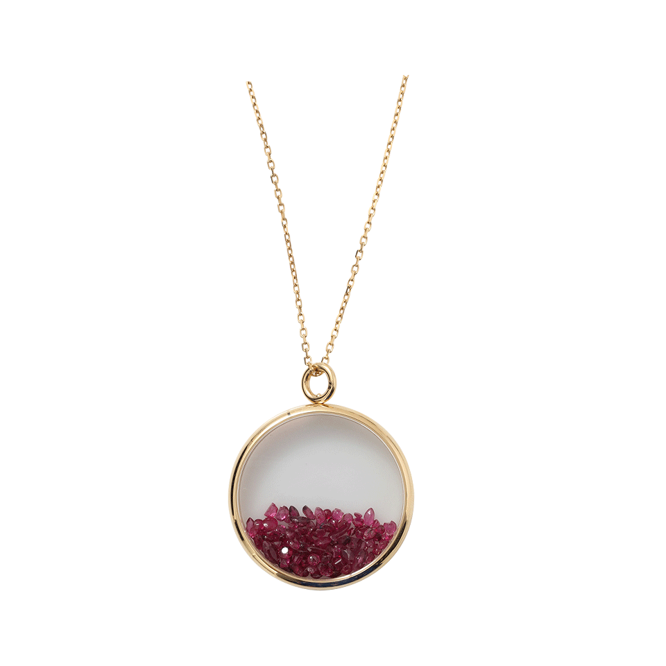 AURELIE BIDERMANN-Large Ruby Chivor Medallion Necklace-YELLOW GOLD